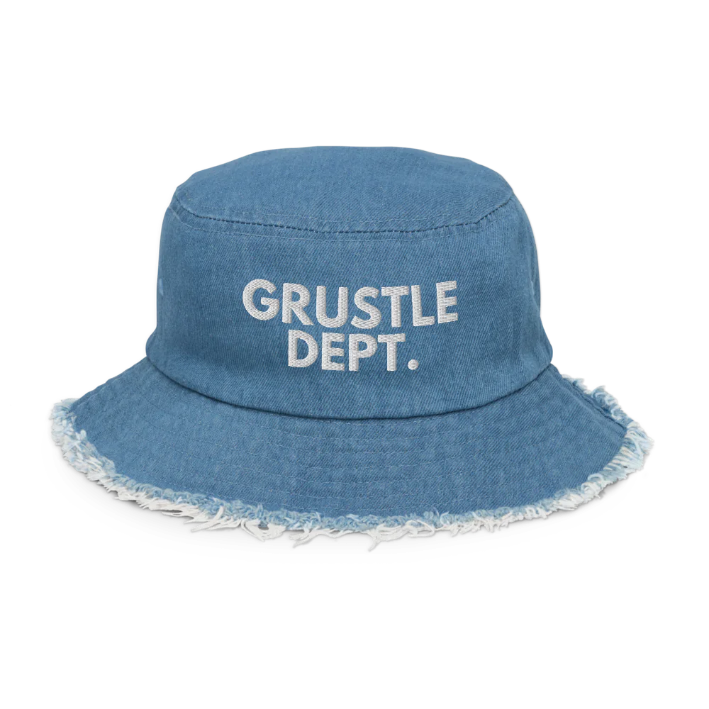Grustle Dept. Distressed Denim Bucket Hat
