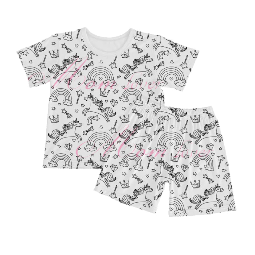 DIY Coloring Cartoon Kids Pajamas Set