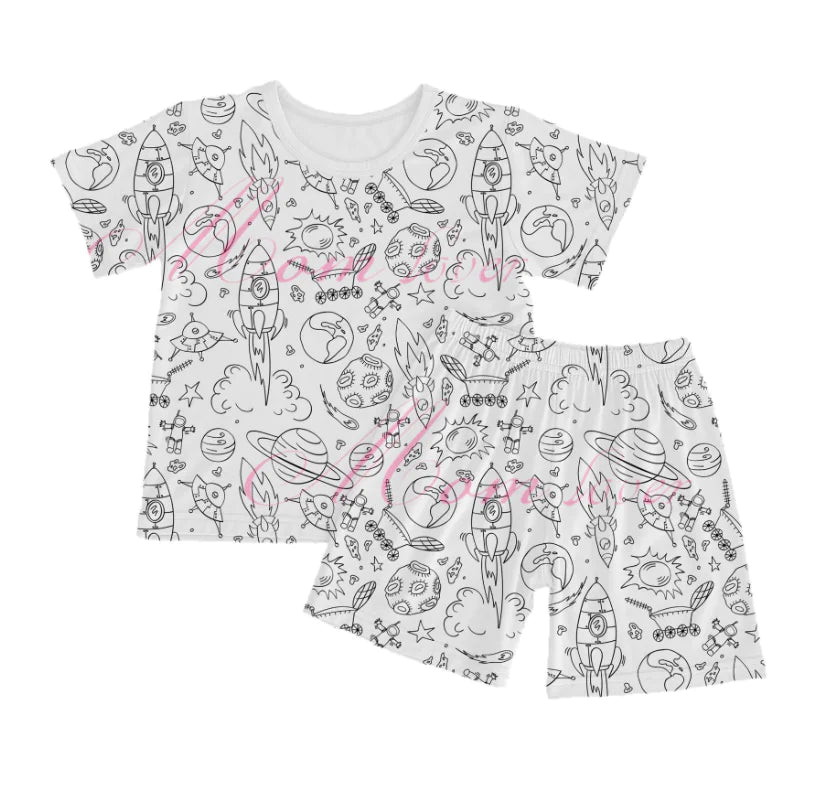 DIY Coloring Cartoon Kids Pajamas Set