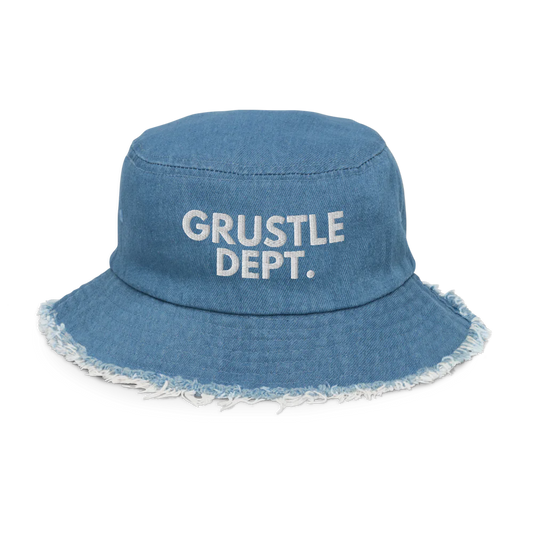 Grustle Dept. Distressed Denim Bucket Hat