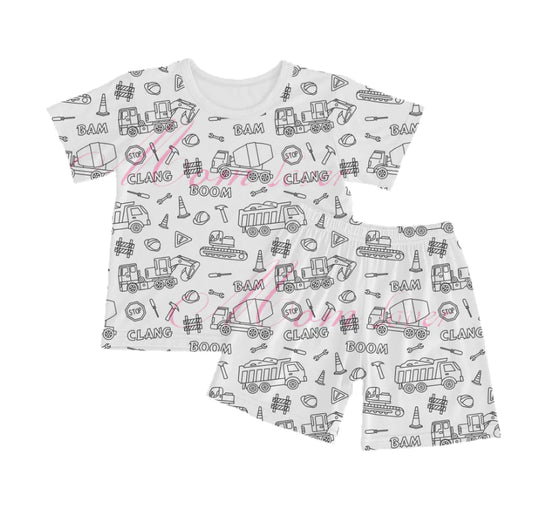 DIY Coloring Cartoon Kids Pajamas Set