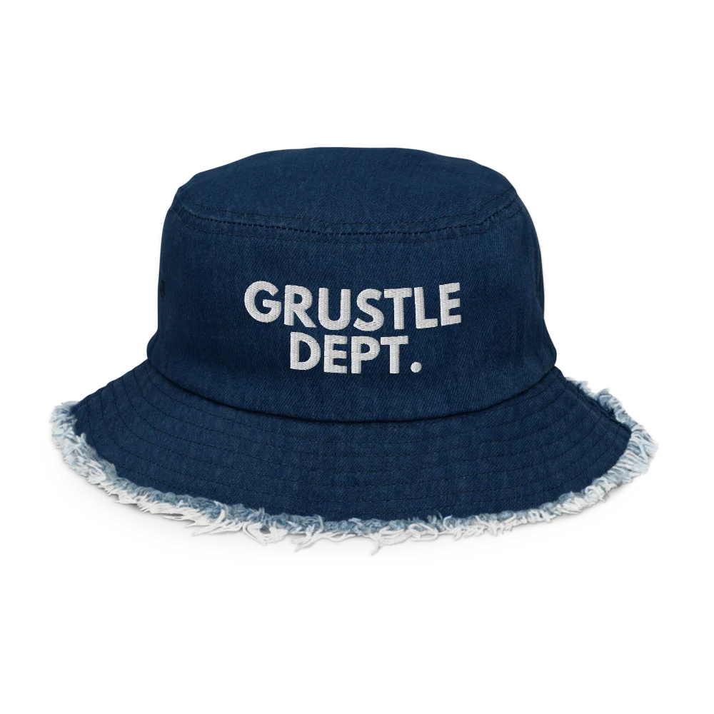 Grustle Dept. Distressed Denim Bucket Hat