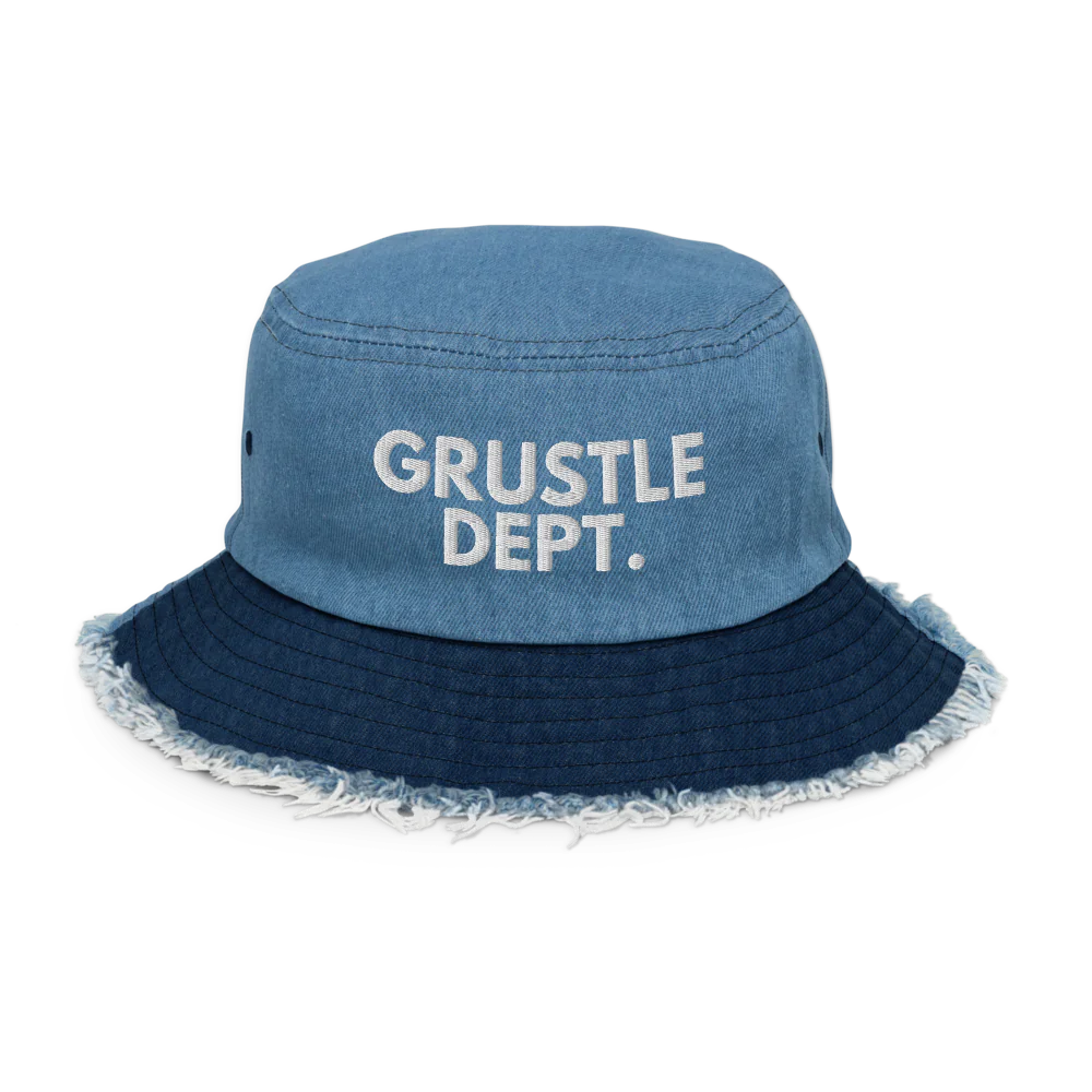 Grustle Dept. Distressed Denim Bucket Hat
