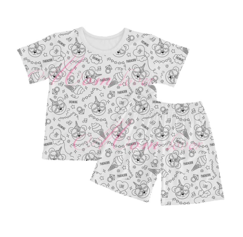 DIY Coloring Cartoon Kids Pajamas Set