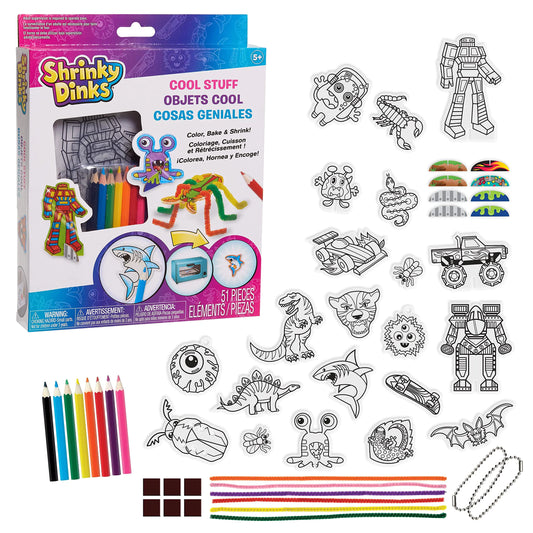 Just Play Shrinky Dinks Cool Stuff Activity Set 51-piece set Kids Art and Craft Activity Set Kids Toys for Ages 5 Up