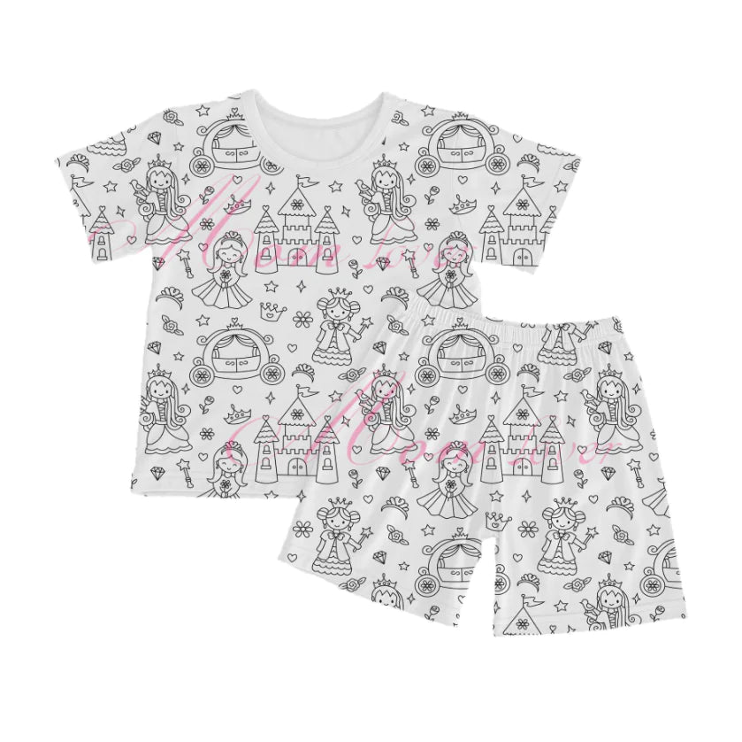 DIY Coloring Cartoon Kids Pajamas Set